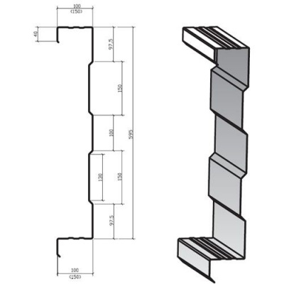 Сэндвич-профиль МП СП-150х595 Оцинковка 0,8