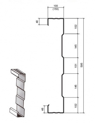 Сэндвич-профиль начальный МП СПН-150х595